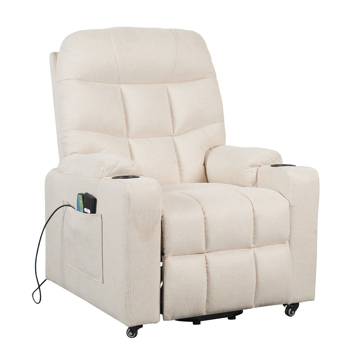 PAT2 EVOLUTION: Alzapersona con Relax 2 motori. Vibromassaggio e riscaldamento. Portabicchieri. Meccanica standard Kit 4 ruote con freno